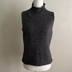 Vintage Amanda Smith Knit Mock Neck Black Tank Top Size Small